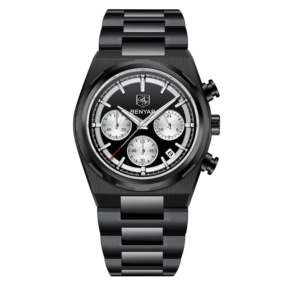 BENYAR Top Brand New Men Watches Luxury Waterproof Sport Quartz Watch Men Clock Reloj Hombre BY-5204 - Black Blcak