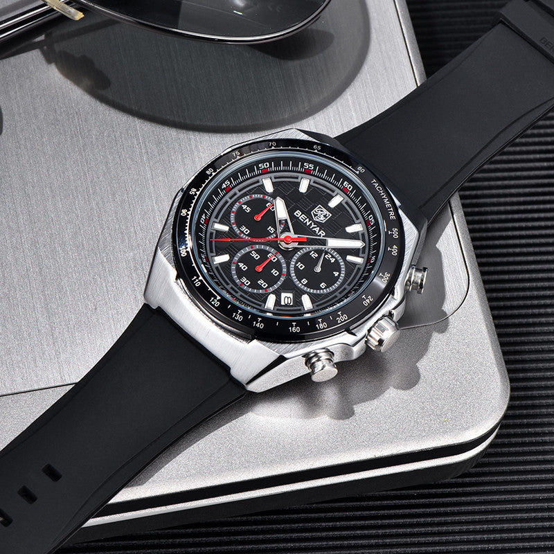 BENYAR Top Brand New Men Watches Silicone Strap Luxury Waterproof Sport Quartz Watch Men Clock Reloj Hombre BY-5215