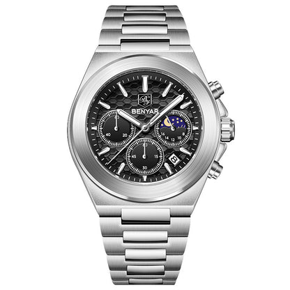 BENYAR Top Brand New Men Watches Luxury Waterproof Sport Quartz Watch Men Clock Reloj Hombre BY-5220M - Black