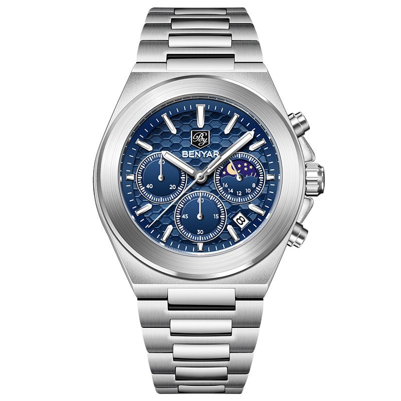 BENYAR Top Brand New Men Watches Luxury Waterproof Sport Quartz Watch Men Clock Reloj Hombre BY-5220M - Blue