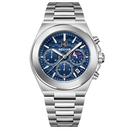 BENYAR Top Brand New Men Watches Luxury Waterproof Sport Quartz Watch Men Clock Reloj Hombre BY-5220M - Blue