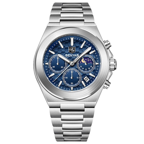 BENYAR Top Brand New Men Watches Luxury Waterproof Sport Quartz Watch Men Clock Reloj Hombre BY-5220M - Blue