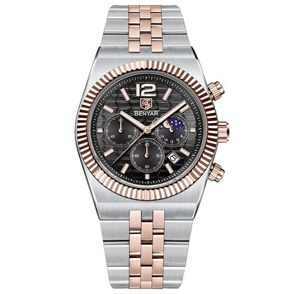 BENYAR Top Brand New Men Watches Luxury Waterproof Sport Quartz Watch Men Clock Reloj Hombre BY-5225M - Golden Black