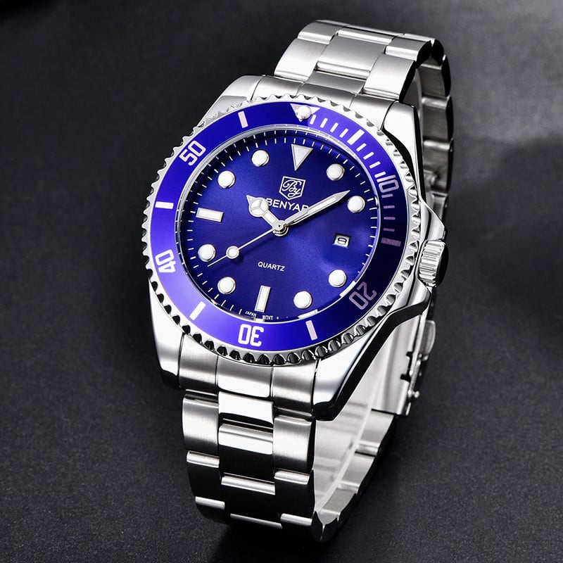 BENYAR Top Brand New Men Watches Stainless Steel Luxury Waterproof Sport Quartz Watch Men Clock Reloj Hombre BY-5223M
