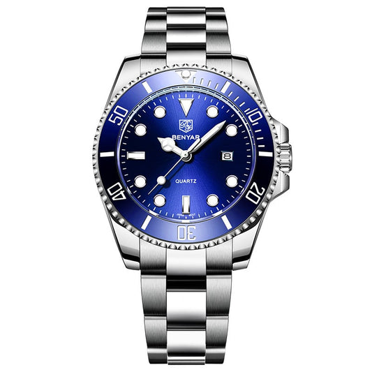BENYAR Top Brand New Men Watches Stainless Steel Luxury Waterproof Sport Quartz Watch Men Clock Reloj Hombre BY-5223M