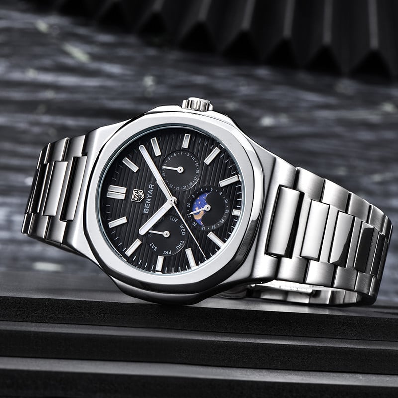BENYAR Top Brand New Men Watches Luxury Waterproof Sport Quartz Watch Men Clock Reloj Hombre BY-5226M - Black