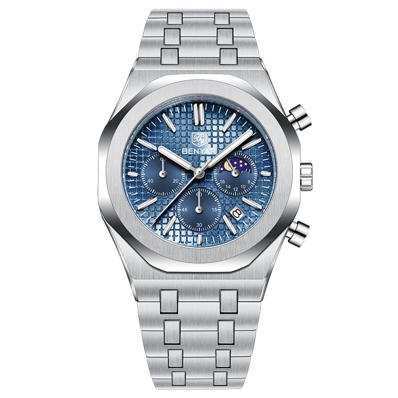 BENYAR Top Brand New Men Watches Luxury Waterproof Sport Quartz Watch Men Clock Reloj Hombre BY-5228M - Blue