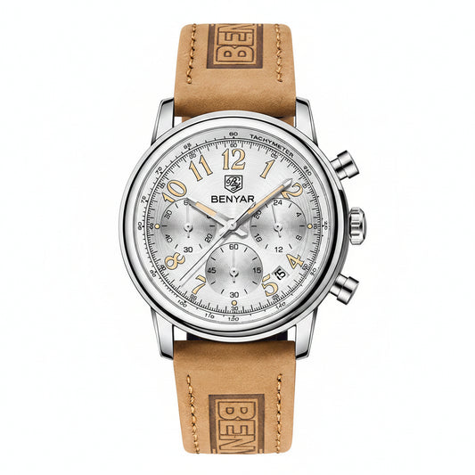 Wristwatches Quartz Watch Men Military Chronograph BENYAR Mens Watches Reloj Hombre Luminous Waterproof Sport Male Watches 2022 BY-5190 - White