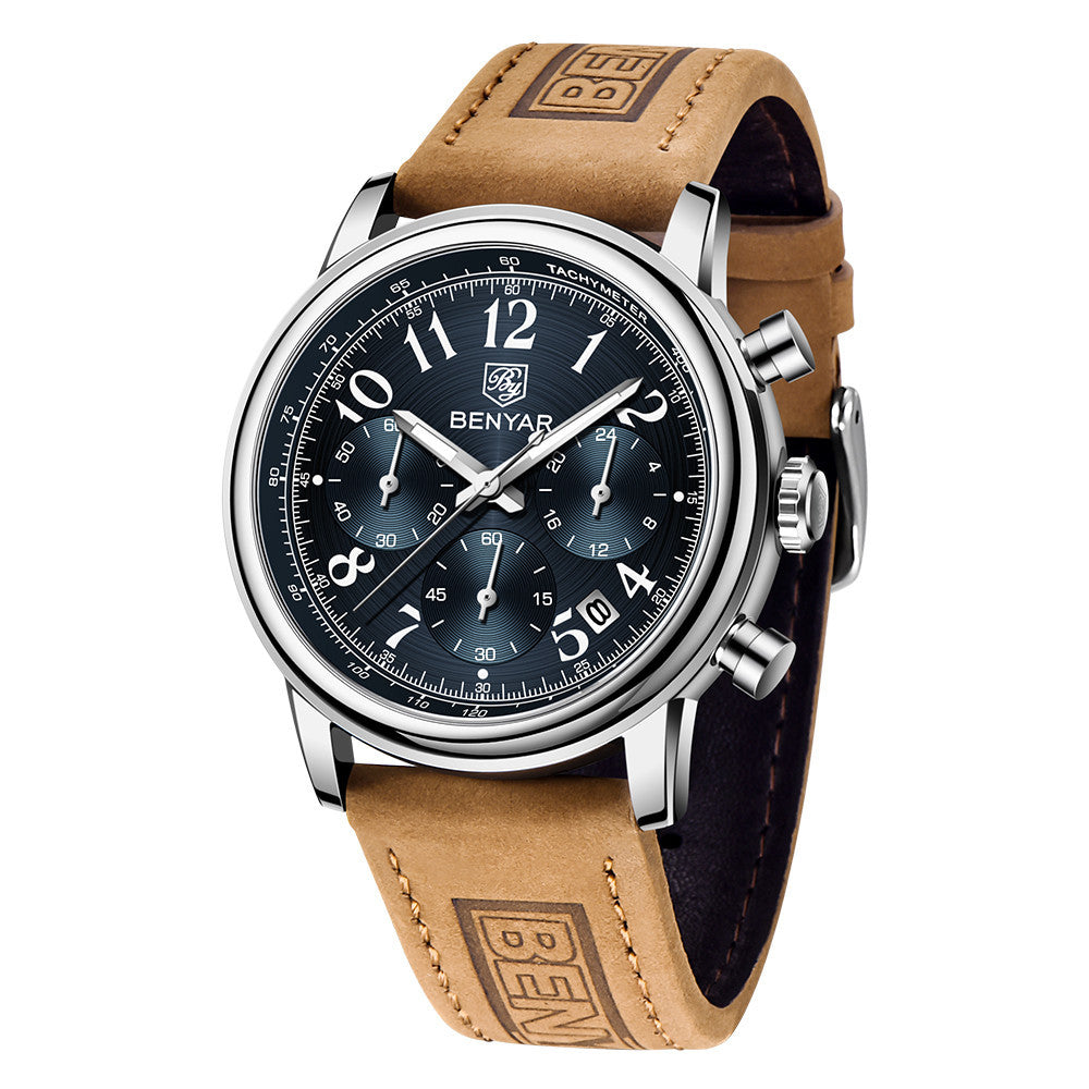 Wristwatches Quartz Watch Men Military Chronograph BENYAR Mens Watches Reloj Hombre Luminous Waterproof Sport Male Watches 2022 BY-5190 - Blue