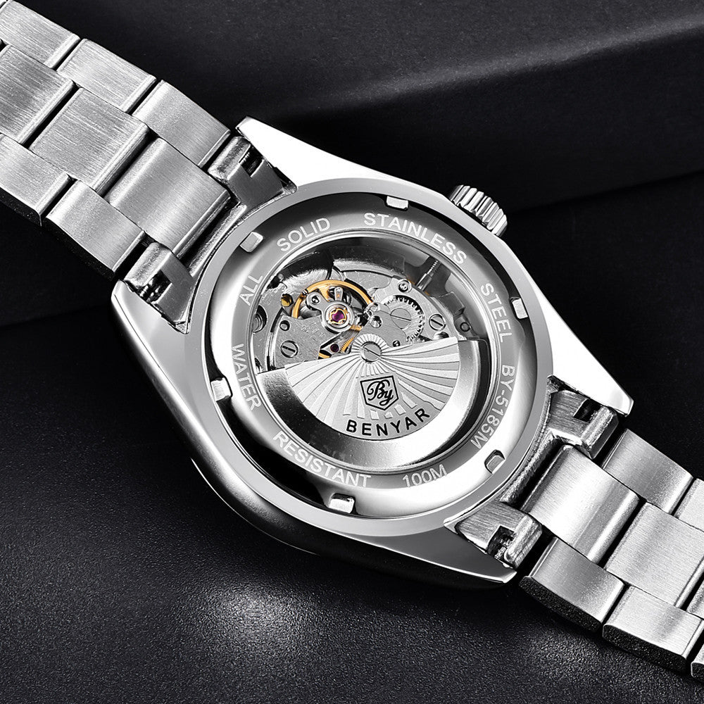 2021 BENYAR New Luxury Men Mechanical Wristwatches 10Bar Waterproof Automatic Watch Stainless Steel Sports Diving Watch for Men BY-5185