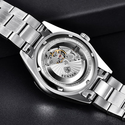 2021 BENYAR New Luxury Men Mechanical Wristwatches 10Bar Waterproof Automatic Watch Stainless Steel Sports Diving Watch for Men BY-5185