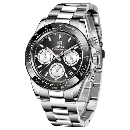 Relojes Hombre 2021 BENYAR New Watches Men Luxury Brand Chronograph Male Sport Watches Waterproof Stainless Steel Quartz Watch BY-5169 - Silver Black White
