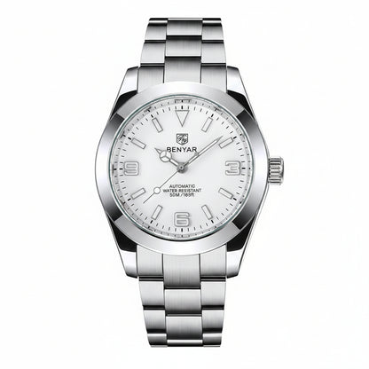 BENYAR Top Brand Fashion Diver Watch Men 50ATM Waterproof Clock Sport Watches Mens Mechanical Wristwatch Relogio Masculino BY-5177 - white
