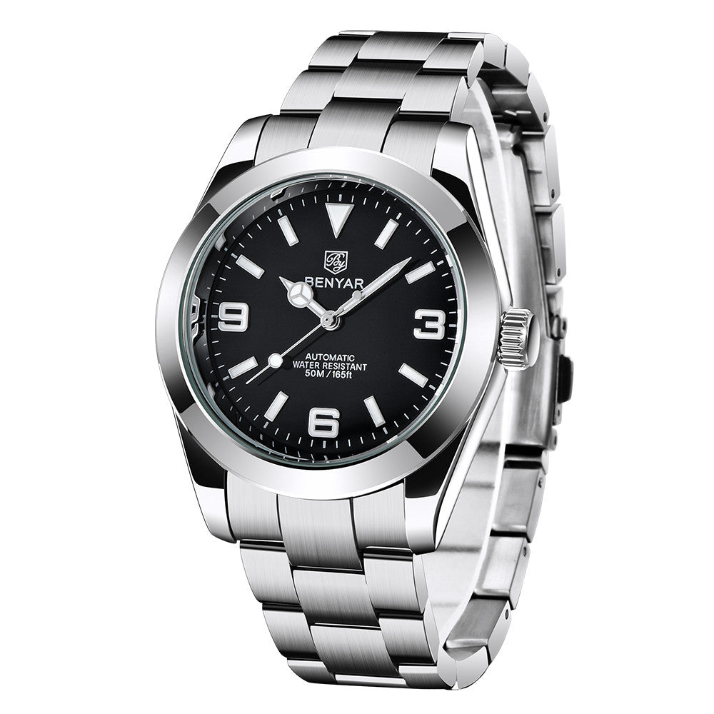 BENYAR Top Brand Fashion Diver Watch Men 50ATM Waterproof Clock Sport Watches Mens Mechanical Wristwatch Relogio Masculino BY-5177 - black