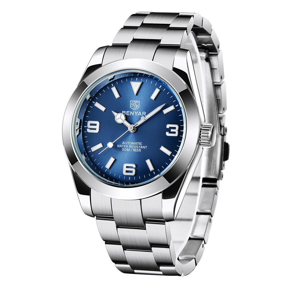 BENYAR Top Brand Fashion Diver Watch Men 50ATM Waterproof Clock Sport Watches Mens Mechanical Wristwatch Relogio Masculino BY-5177 - blue