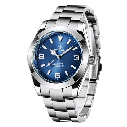 BENYAR Top Brand Fashion Diver Watch Men 50ATM Waterproof Clock Sport Watches Mens Mechanical Wristwatch Relogio Masculino BY-5177 - blue