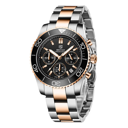 2021 BENYAR New Luxury Brand Men Quartz Wristwatches Sapphire Glass Stainless Steel 10Bar Waterproof Watch for Men Reloj Hombre BY-S002 - gold black
