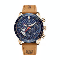 leather gold blue