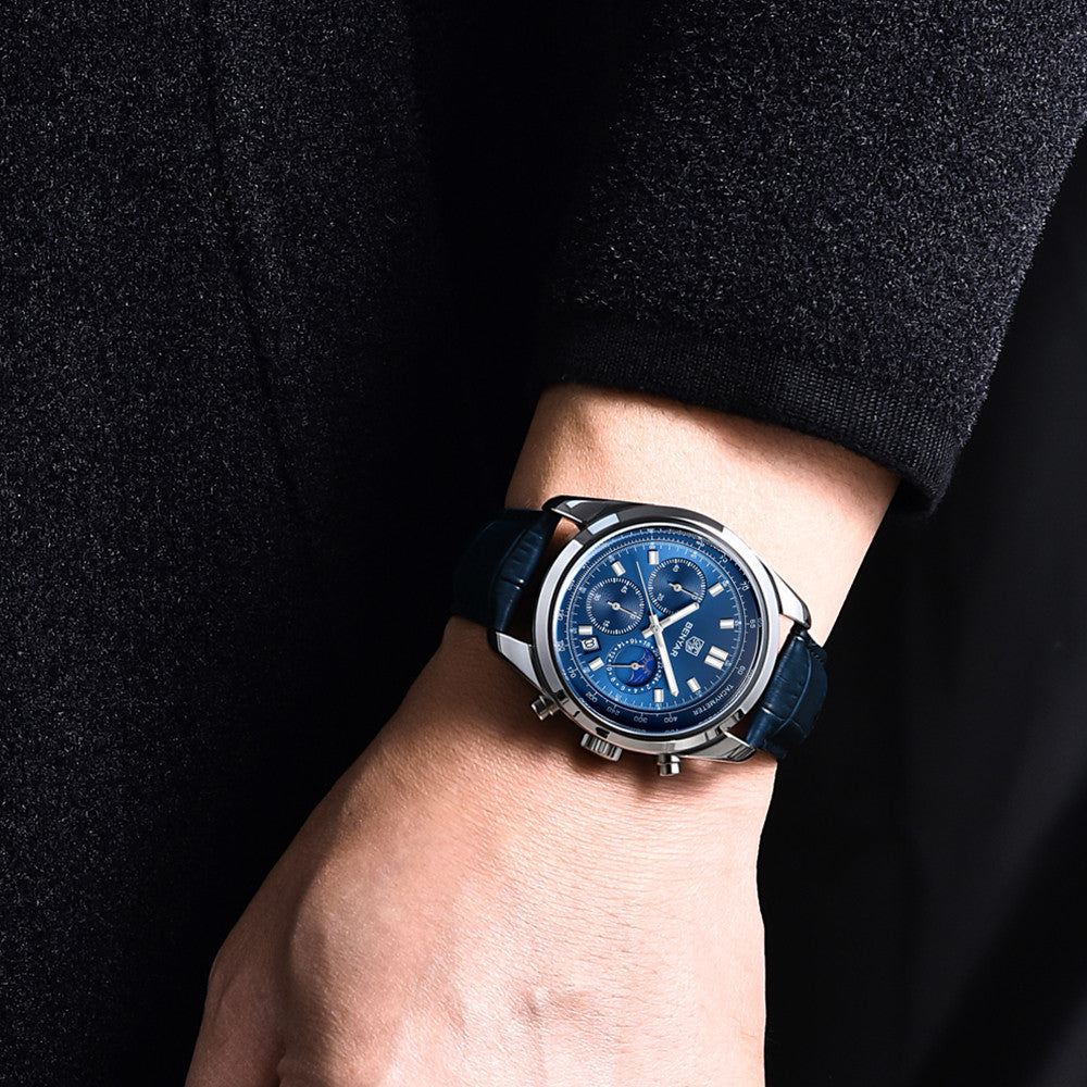 BENYAR New Men Watch 30ATM Waterproof Stainless Steel Quartz Wristwatches Luxury Leather Military Chronograph Watch reloj hombre BY-5193