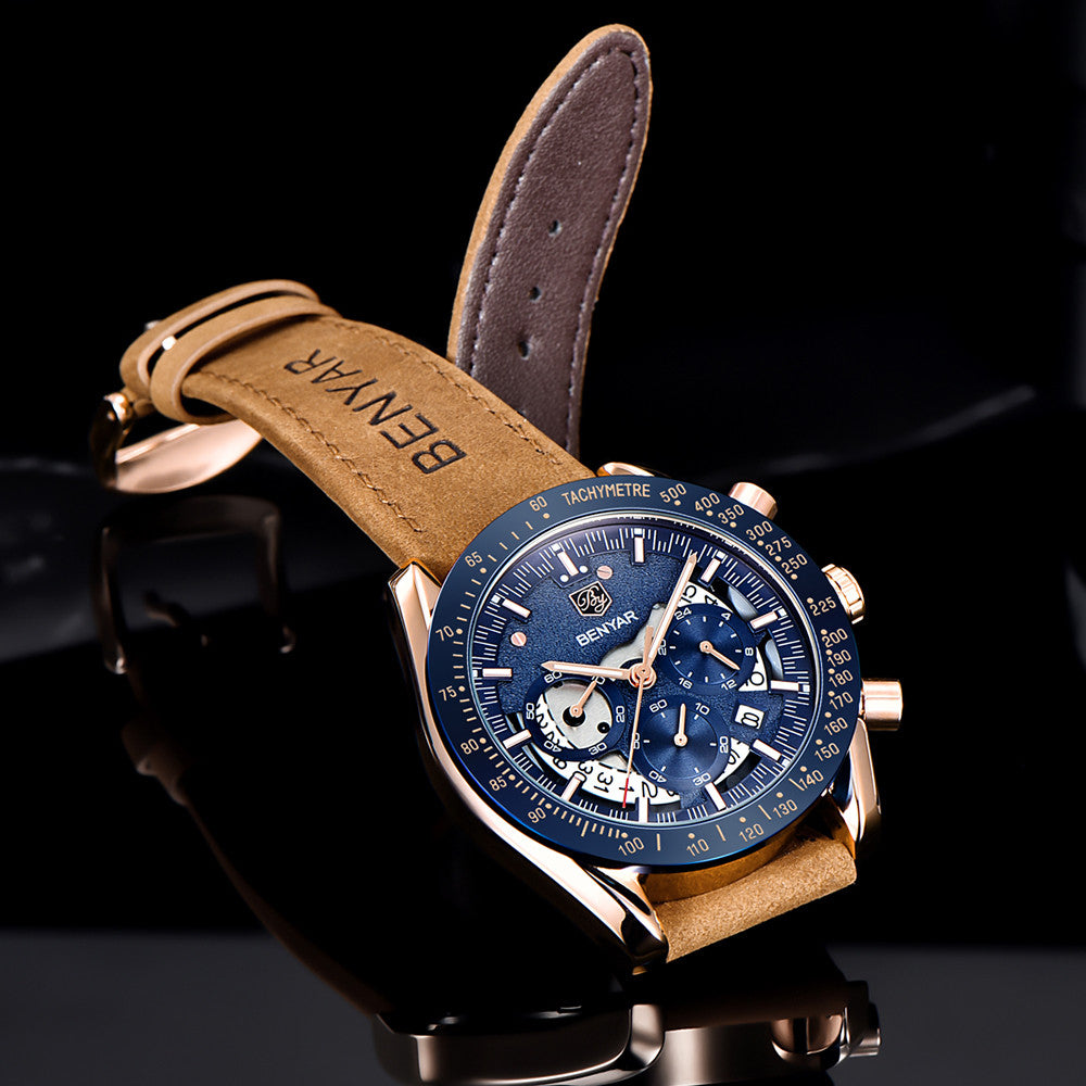 BENYAR Brand Men's Watches Multi-Function Waterproof Automatic Sports Trend Quartz Watch Calendar Luminous Men's Watches BY-5120