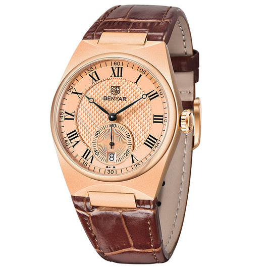 BENYAR Top Brand New Men Watches Leather Strap Luxury Waterproof Sport Quartz Chronograph Military Watch Men Clock Reloj Hombre BY-5199 - White White