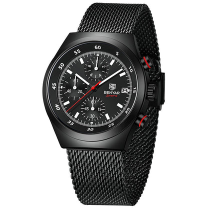 BENYAR Top Brand New Men Watches Luxury Waterproof Sport Quartz Watch Men Clock Reloj Hombre BY-5200 - Black Blue