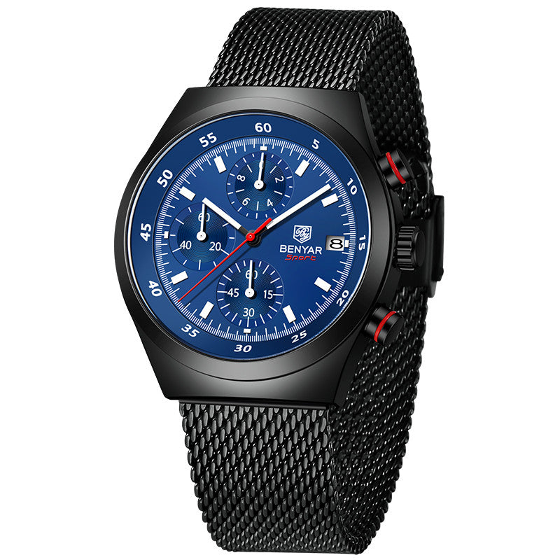BENYAR Top Brand New Men Watches Luxury Waterproof Sport Quartz Watch Men Clock Reloj Hombre BY-5200 - Black Black