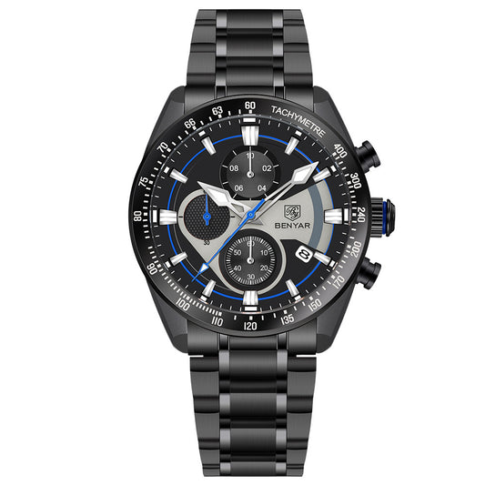 BENYAR Top Brand New Men Watches Luxury Waterproof Sport Quartz Watch Men Clock Reloj Hombre BY-5201 - blue
