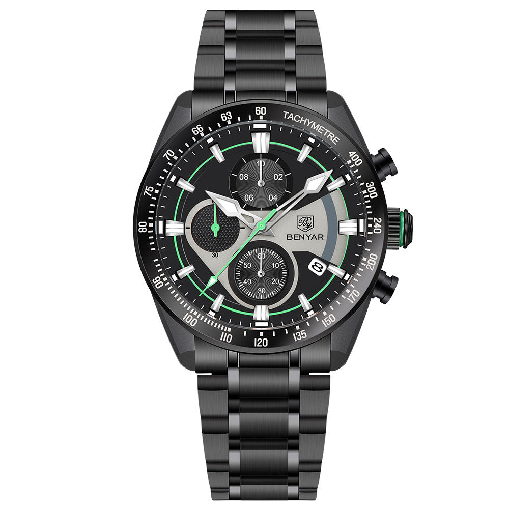 BENYAR Top Brand New Men Watches Luxury Waterproof Sport Quartz Watch Men Clock Reloj Hombre BY-5201 - green