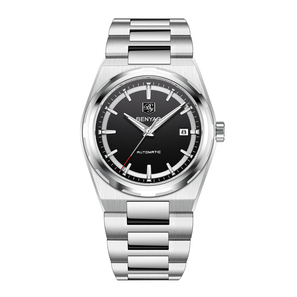 New Watches Mens 2020 Top Brand Luxury BENYAR Mechanical Wristwatches Business Automatic Sport Watches For Men Relogio Masculino BY-5203 - Silver Black