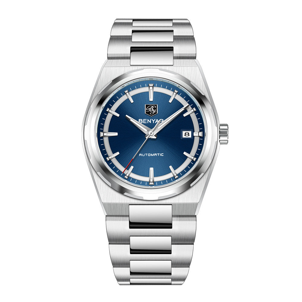 New Watches Mens 2020 Top Brand Luxury BENYAR Mechanical Wristwatches Business Automatic Sport Watches For Men Relogio Masculino BY-5203 - Silver Blue