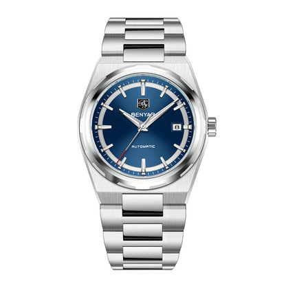 New Watches Mens 2020 Top Brand Luxury BENYAR Mechanical Wristwatches Business Automatic Sport Watches For Men Relogio Masculino BY-5203 - Silver Blue