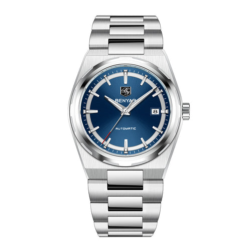 New Watches Mens 2020 Top Brand Luxury BENYAR Mechanical Wristwatches Business Automatic Sport Watches For Men Relogio Masculino BY-5203 - Silver Blue