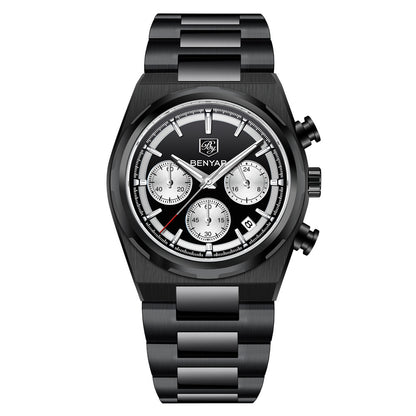BENYAR Top Brand New Men Watches Luxury Waterproof Sport Quartz Watch Men Clock Reloj Hombre BY-5204 - Black Blcak