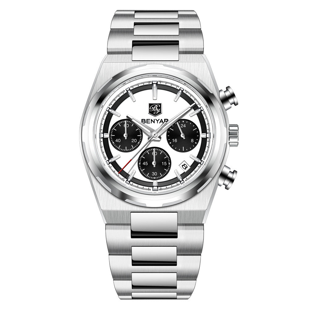 BENYAR Top Brand New Men Watches Luxury Waterproof Sport Quartz Watch Men Clock Reloj Hombre BY-5204 - White White