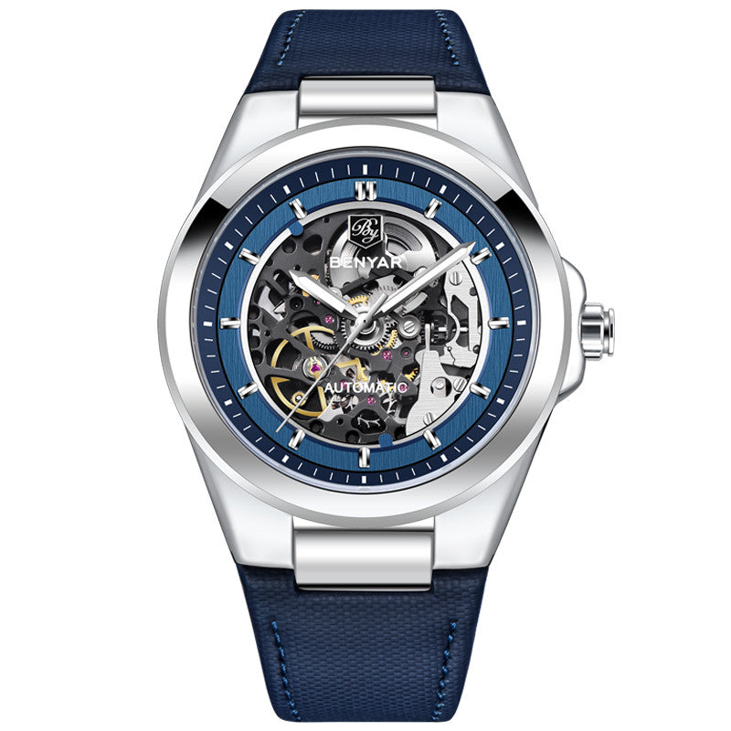 New Watches Mens 2024 Top Brand Luxury BENYAR Mechanical Wristwatches Business Automatic Sport Watches For Men Relogio Masculino BY-5207 - blue