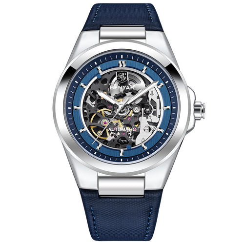 New Watches Mens 2024 Top Brand Luxury BENYAR Mechanical Wristwatches Business Automatic Sport Watches For Men Relogio Masculino BY-5207 - blue