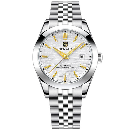 New Watches Mens 2024 Top Brand Luxury BENYAR Mechanical Wristwatches Business Automatic Sport Watches For Men Relogio Masculino BY-5209 - white