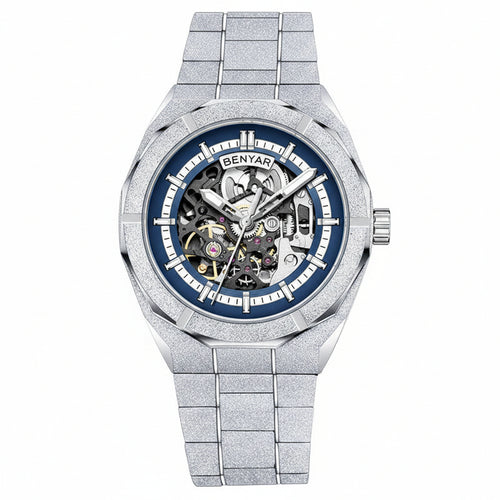 BENYAR Men's Watches Top Brand Luxury Business Automatic Mechanical Watch Men Waterproof Sport Wrist Watches Relogio Masculino BY-5212 - Silvery Blue