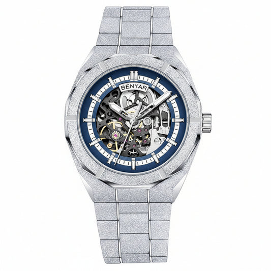 BENYAR Men's Watches Top Brand Luxury Business Automatic Mechanical Watch Men Waterproof Sport Wrist Watches Relogio Masculino BY-5212 - Silvery Blue