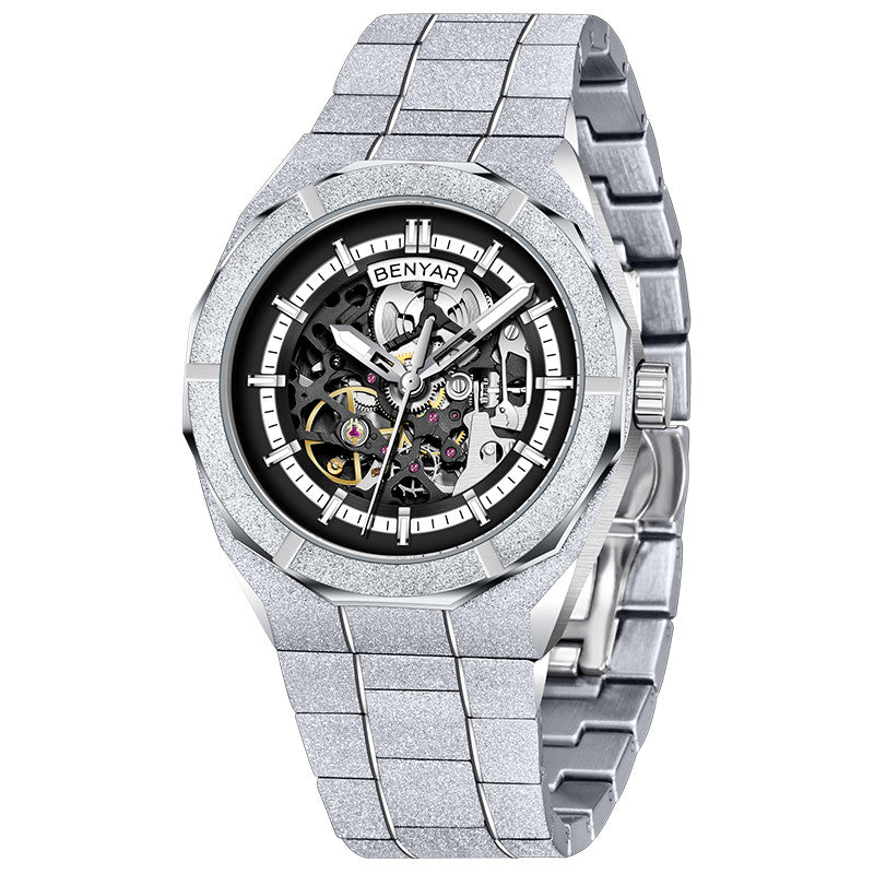 BENYAR Men's Watches Top Brand Luxury Business Automatic Mechanical Watch Men Waterproof Sport Wrist Watches Relogio Masculino BY-5212 - Silvery Black
