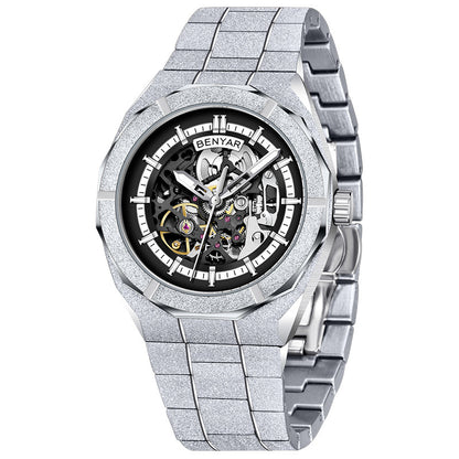 BENYAR Men's Watches Top Brand Luxury Business Automatic Mechanical Watch Men Waterproof Sport Wrist Watches Relogio Masculino BY-5212 - Silvery Black