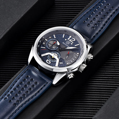 BENYAR 2021 New Men Watch Top Brand Waterproof Men Quartz Wristwatch Military Leather Watch Men Sports Chronograph Reloj Hombre BY-5171M