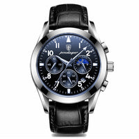 Leather Blue Silver